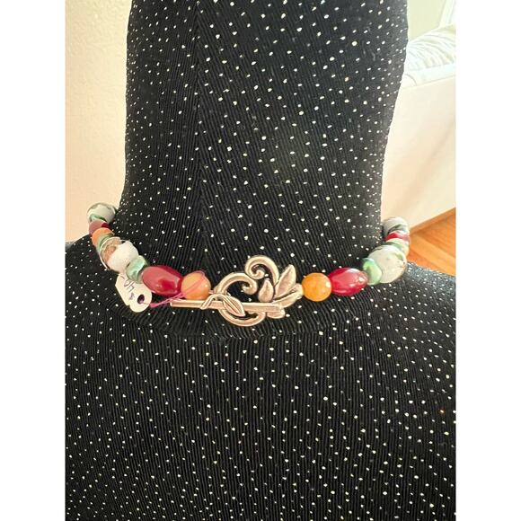 22” Cloisonne Necklace w/Sterling Amethyst and Topaz Medallion, Pearls and Beads - Picture 5 of 5